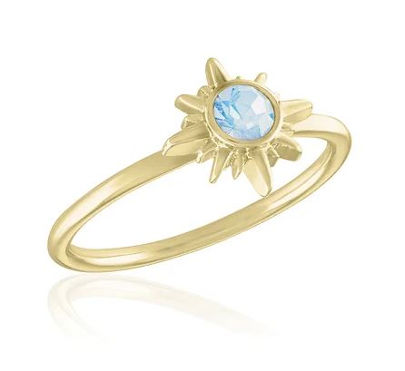Layers White Opal Sun Gold Ring