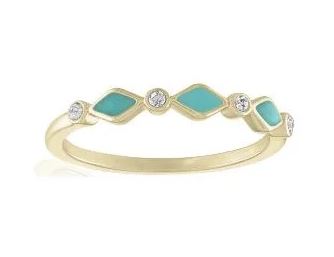 Layers Infinity Turquoise Diamond Gold Ring