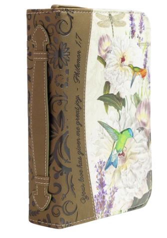X-Large Olive & Peony Bible Cover - Philemon 1:7