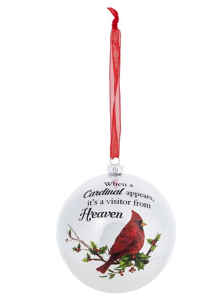 When A Cardinal Appears Round Ornament