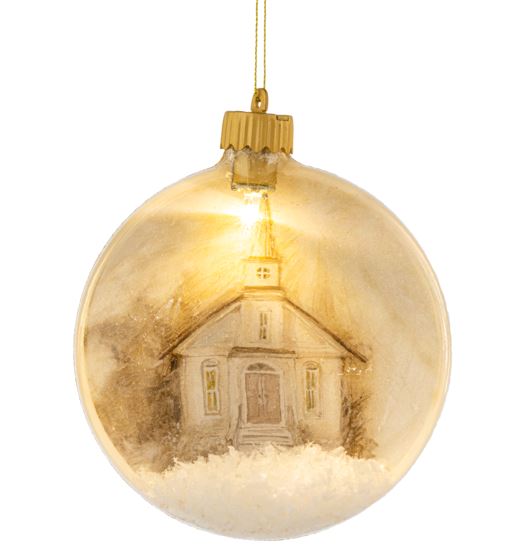 Light Up LED Church Disk Ornament