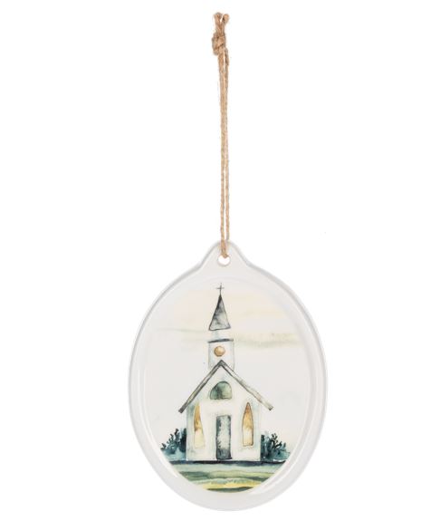 Watercolors Church Ornament