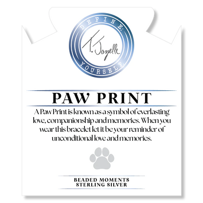 Sterling Silver Paw Print Moonstone Beaded Bracelet