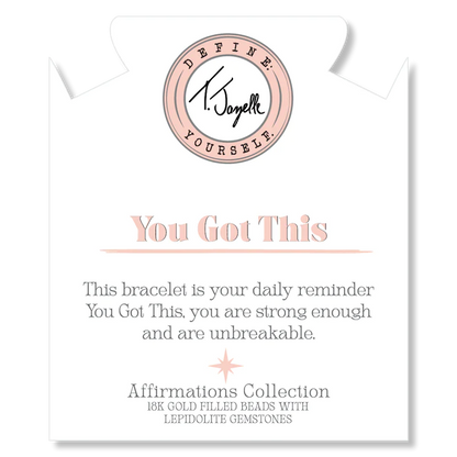 18K Yellow Gold Filled Lepidolite Beaded Bracelet - You Got This