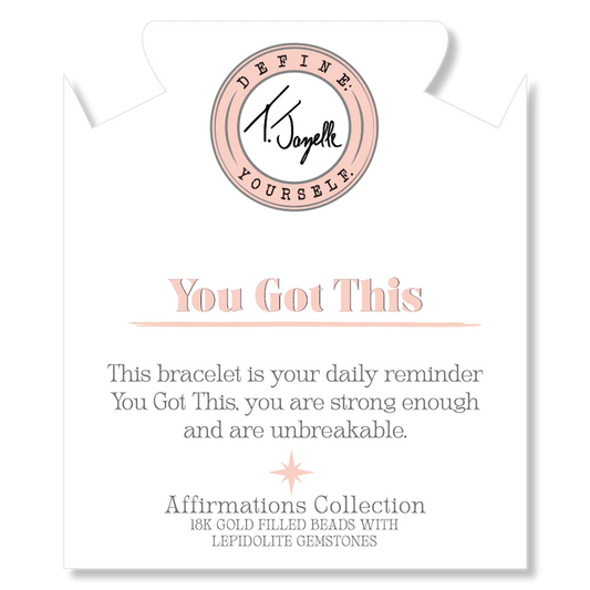 18K Yellow Gold Filled Lepidolite Beaded Bracelet - You Got This