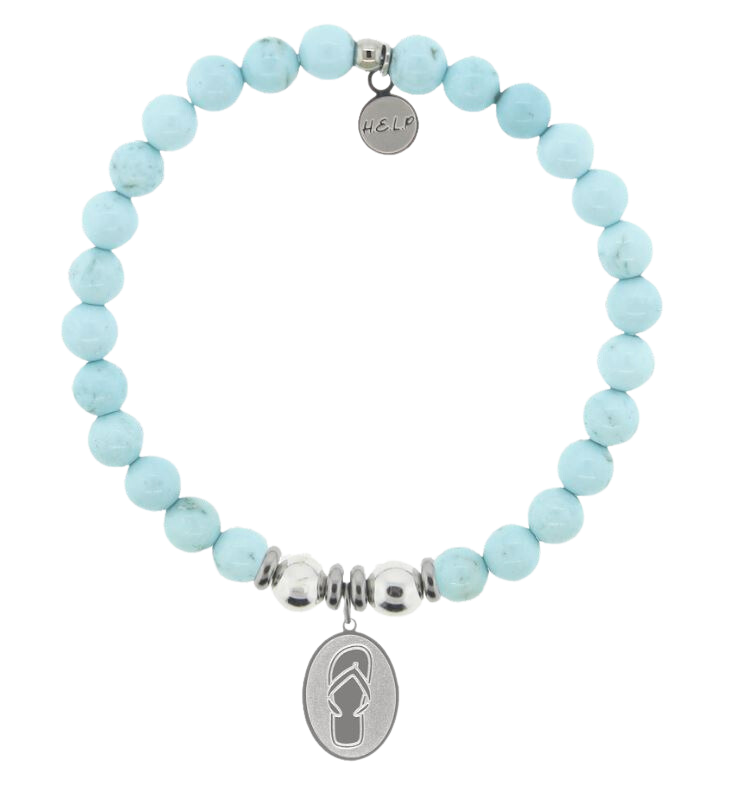 Larimar Magnesite Beaded Bracelet With Flip Flop Charm