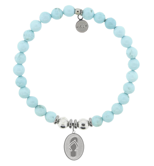 Larimar Magnesite Beaded Bracelet With Flip Flop Charm