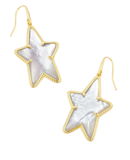 Kendra Scott Gold Tone Ada Star Drop Earrings In Ivory Mother-of-Pearl