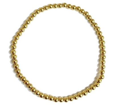 Southern Gates 3mm Gold Plated Sterling Silver Elastic Round Bead Bracelet - 7"