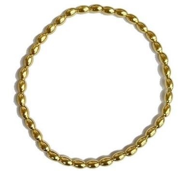 742 DER B338 Southern Gates Gold Plated Sterling Silver 7in 4mm Rice Bead Elastic Bracelet 0