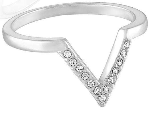 Stacks Cubic Zirconia V Ring