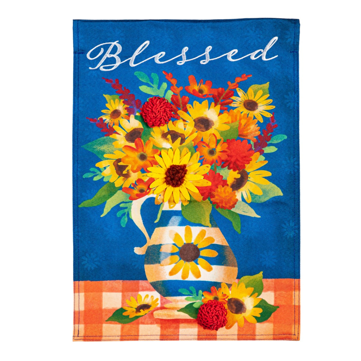 Blessed Floral Arrangement Garden Linen Flag