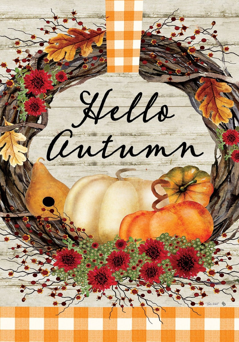 Autumn Wreath Large Flag