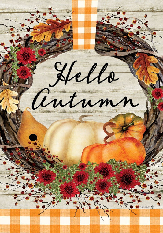 Autumn Wreath Large Flag