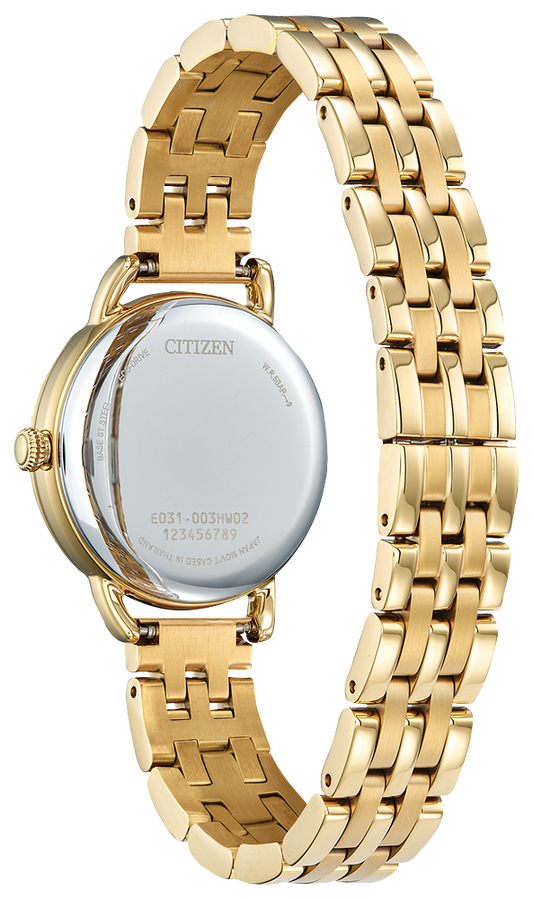 Ladies Gold Tone Stainless Steel Classic Coin Edge Eco-Drive Watch