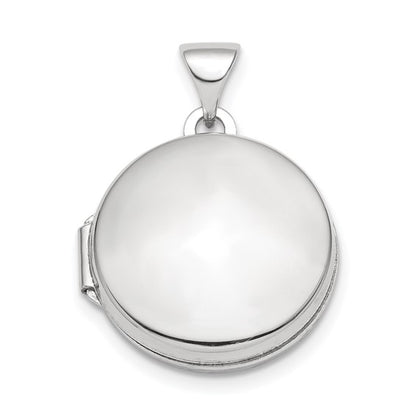 Sterling Silver Rhodium Plated Polished Domed 16mm Round Locket