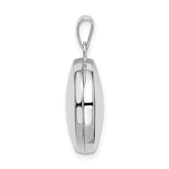 Sterling Silver Rhodium Plated Polished Domed 16mm Round Locket