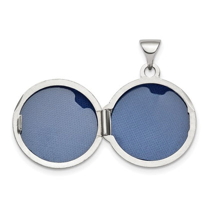 Sterling Silver Rhodium Plated Polished Domed 16mm Round Locket