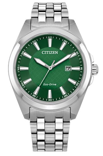 Men's Stainless Steel Peyton Green Face Eco-Drive Watch