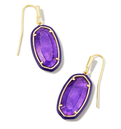 Kendra Scott Gold Tone Dani Enamel Frame Drop Earrings In Amethyst