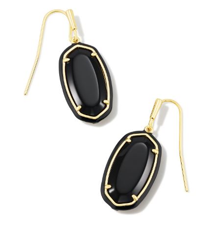 Kendra Scott Dani Enamel Frame Drop Earrings In Black Agate