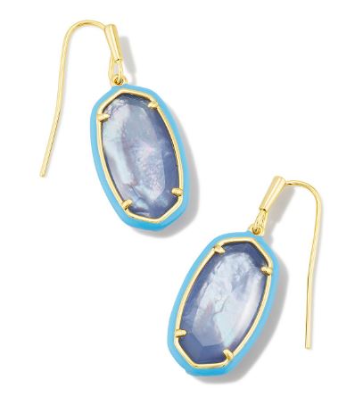 Kendra Scott Gold Tone Dani Enamel Frame Drop Earrings In Periwinkle Illusion