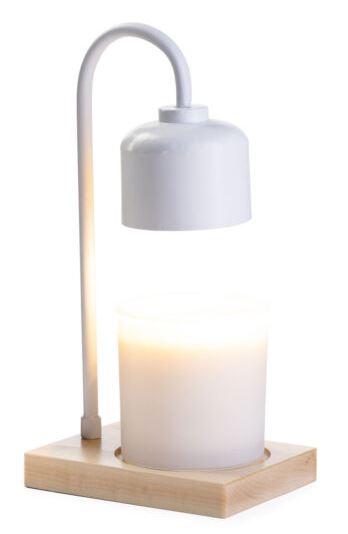White & Wood Arched Candle Warmer Lamp