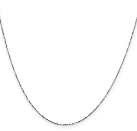 10K White Gold .8mm Diamond Cut Cable Chain with Lobster Clasp - 18"