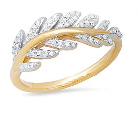 10K Yellow GOld 1/5CTW Leaf Ring