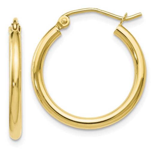 10K Yellow Gold 20mm Polished Hinged Hoop Earrings