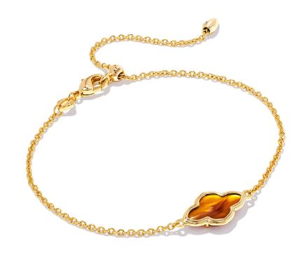Kendra Scott Gold Tone Framed Abbie Delicate Chain Bracelet In Marbled Amber Illustion