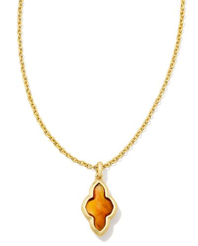 9608853636 Kendra Scott Abbie Pendant Necklace in Gold Amber