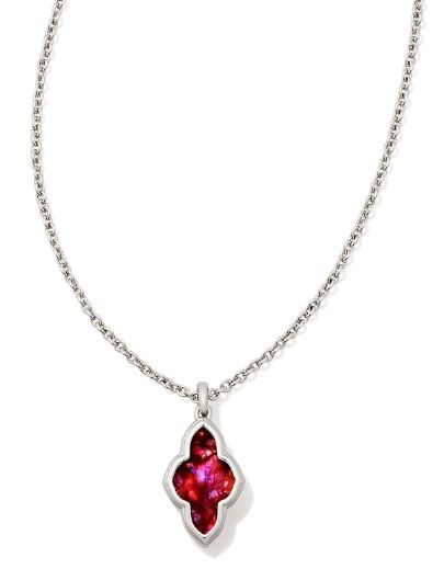 9608856829 Kendra Scott Abbie Pendant Necklace in Light Burgundy Illusion