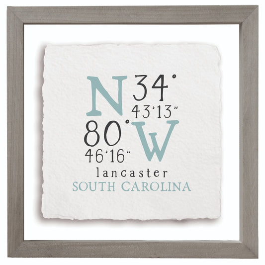 Lancaster, South Carolina Coordinates Sign
