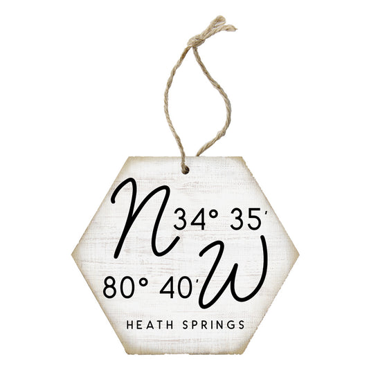 Heath Springs SC Coordinates Ornament