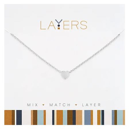 LAY-635S Layers Silver Tone Heart Necklace
