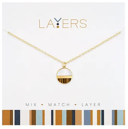 Layers Gold Tone And Faux Wood Necklace
