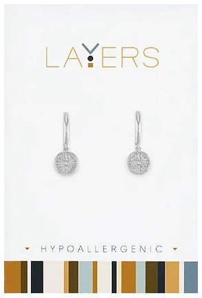 Layers Silver Sunburst Disc Huggie Earring