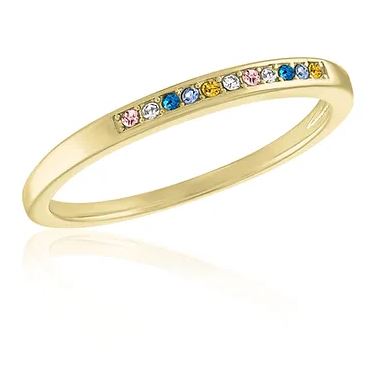 LAY-RING76G Layers Gold Multi Color Inset Cubic Zirconia Ring