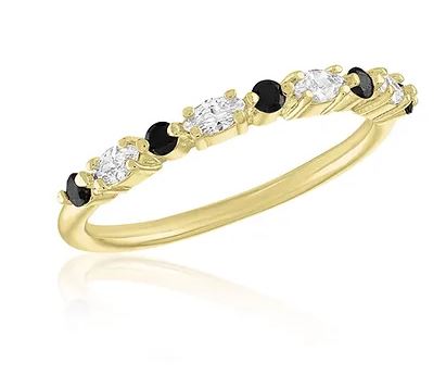 LAY-RING80G Layers Gold Tone Cubic Zirconia & Jet Black Sequenced Ring