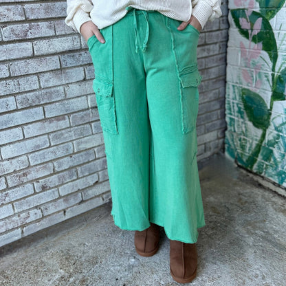 Soft Breeze Wide Leg Pants In Atlantis Green
