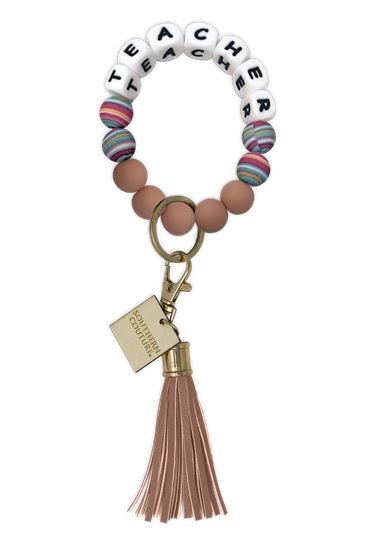 SCASB29 Southern Couture Silicone Beaded Bracelet Keychain - Teacher