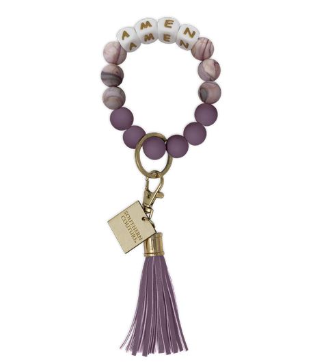 Silicone Beaded Bracelet Keychain - Amen
