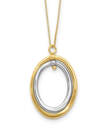 10K Two-Tone Polished Oval Necklace