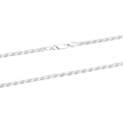 Sterling Silver 4mm Diamond Cut Rope Chain - 22"