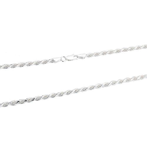 Sterling Silver 3mm Diamond Cut Rope Chain - 24"
