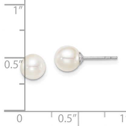 Sterling Silver Madi K White Freshwater Pearl Stud Earrings - 6-7mm