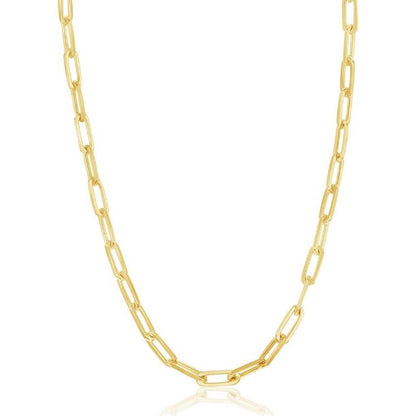 Sterling Silver Gold Plated 3.2mm Paper Clip Chain - 22"