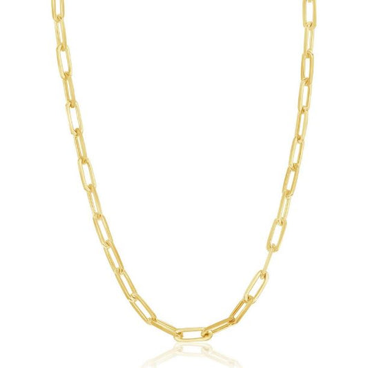 Sterling Silver Gold Plated 3.2mm Paper Clip Chain - 22"