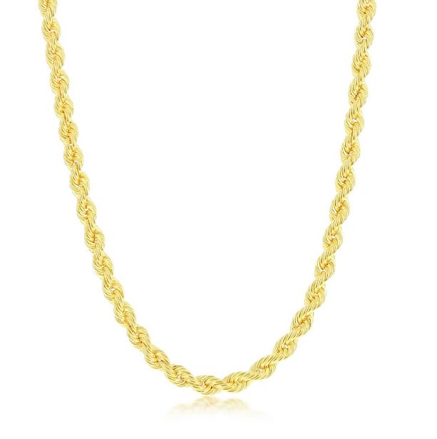 Sterling Silver Gold Plated 4.5mm Loose Rope Chain - 20"